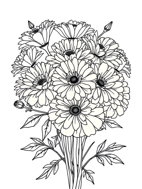 marigold bouquet coloring page