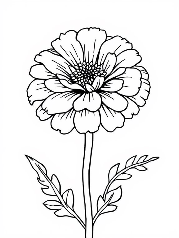 marigold flower coloring page