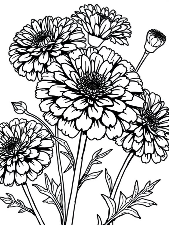 marigold flower coloring page