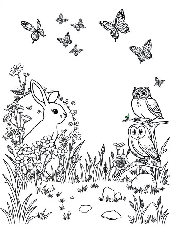 meadow animals coloring activity