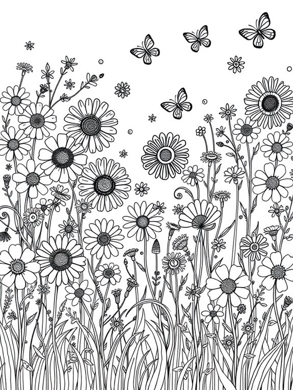 meadow doodle flowers design