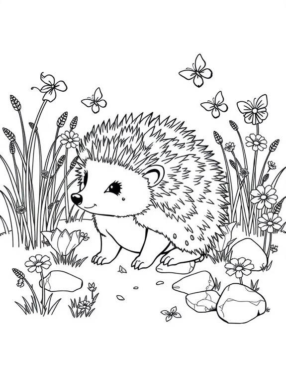 meadow hedgehog coloring page