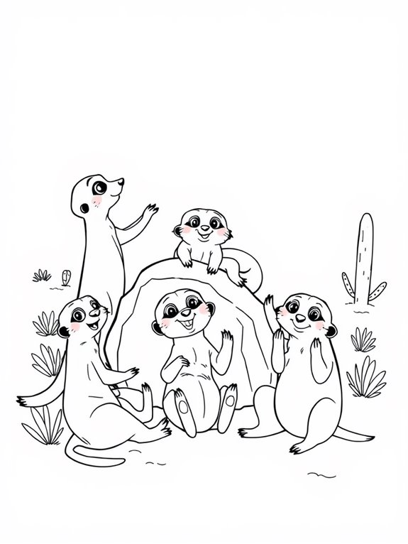 meerkats coloring page fun