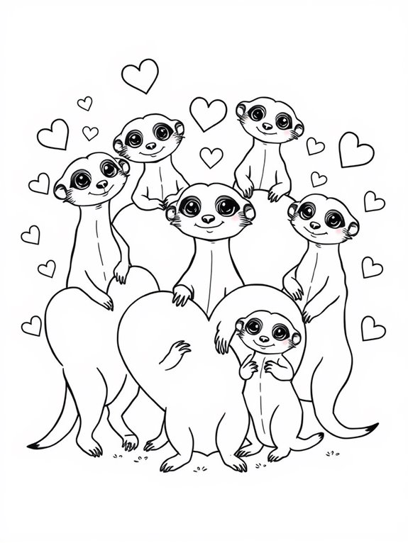 meerkats in heart shapes