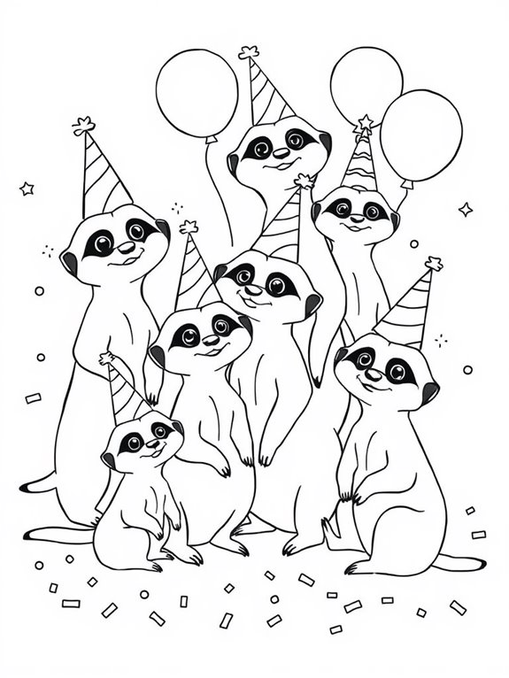 meerkats wearing party hats