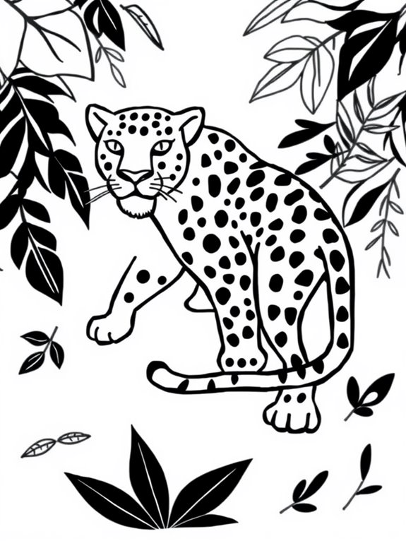 minimalist jaguar coloring page