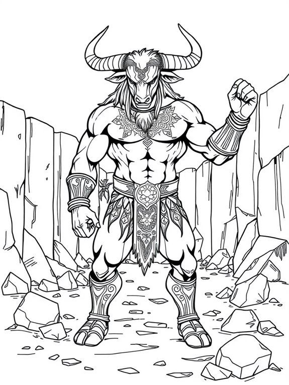 minotaur coloring page design