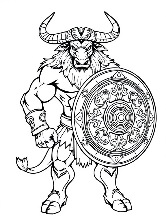 minotaur shield coloring page