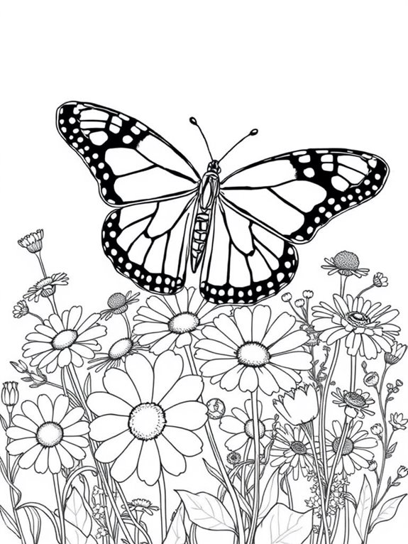 monarch butterfly floral coloring