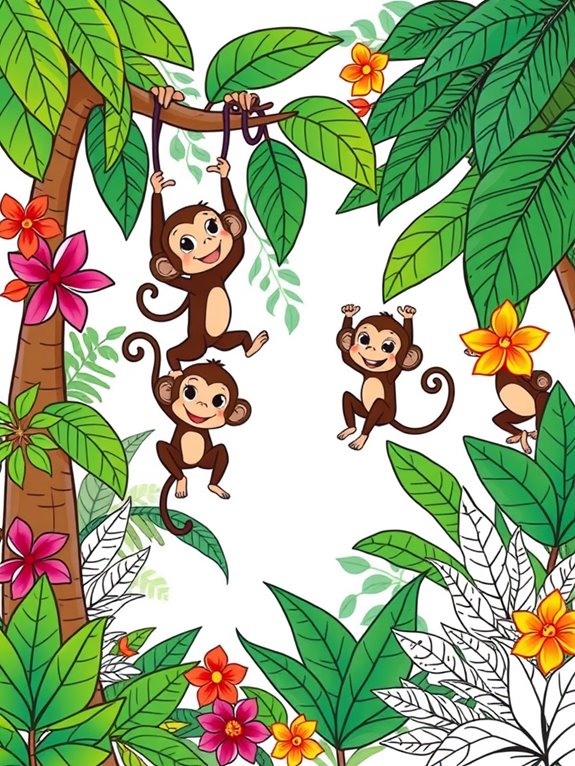 monkeys in tropical forest