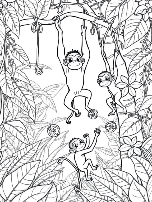 monkeys playing in jungle