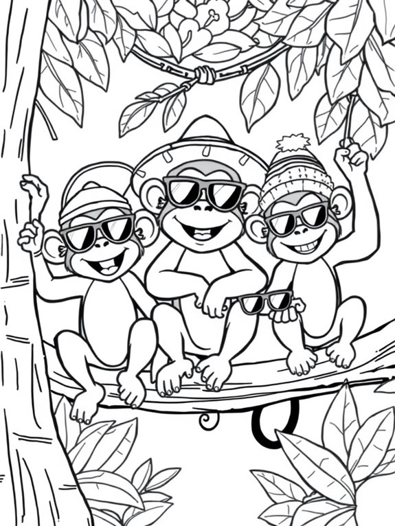 monkeys wearing hats and sunglasses