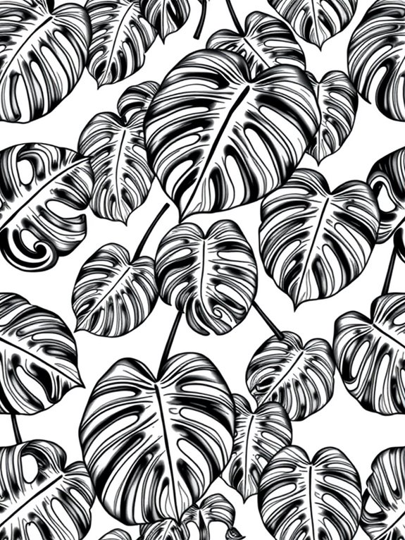 monstera leaf coloring page