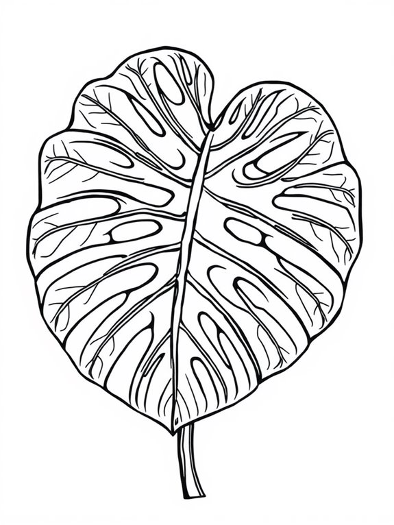 monstera leaf coloring page