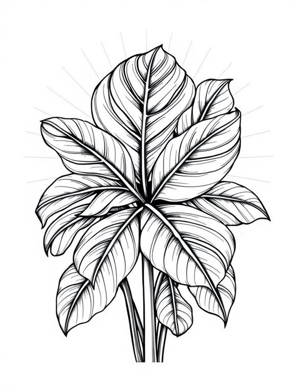 monstera plant coloring page