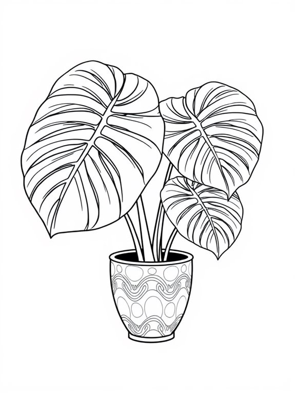 monstera plant coloring page