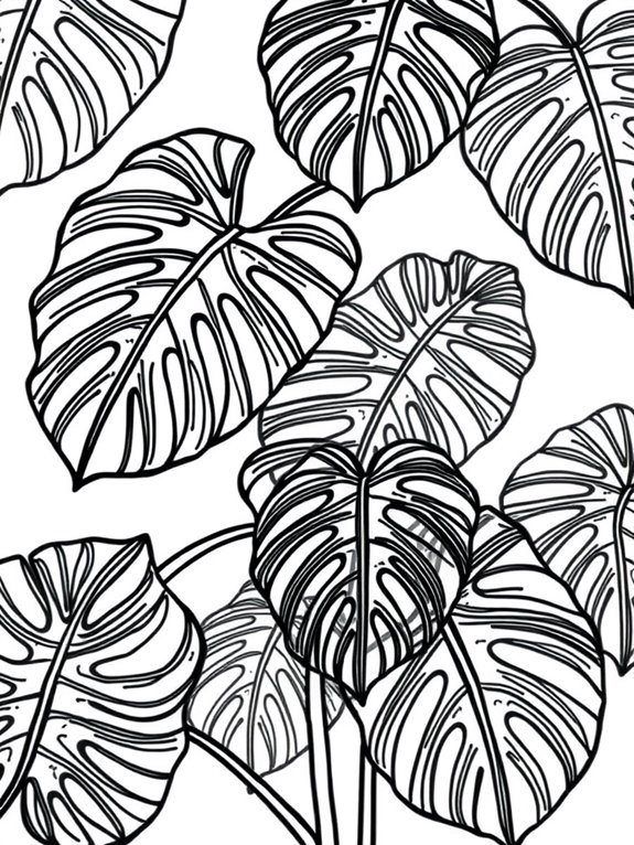 monstera shapes coloring page