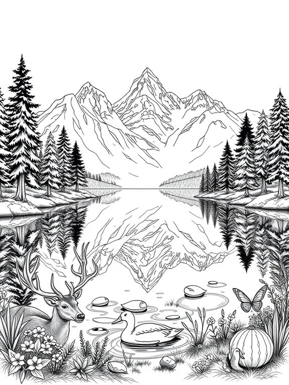 mountain lake animal scenery