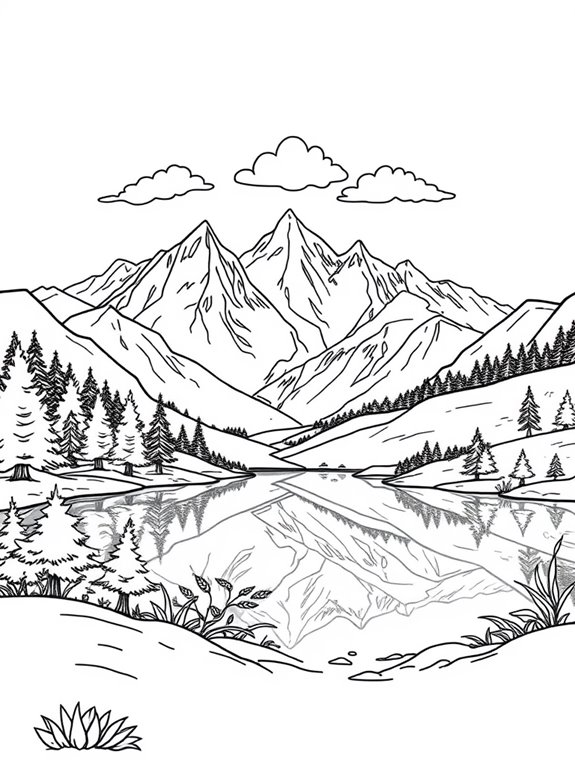 mountain lake coloring page