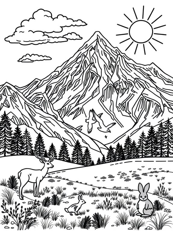 mountain wildlife coloring page