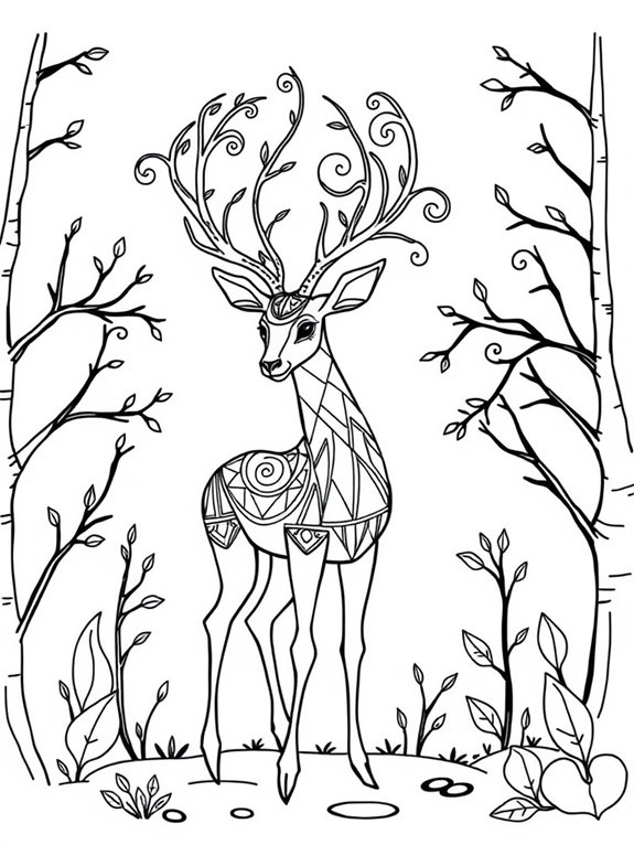 mystical deer with patterns