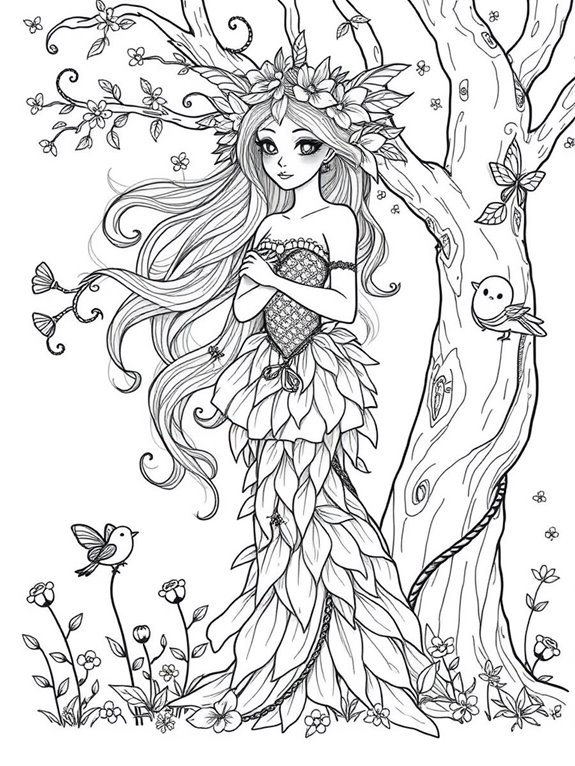 nymph coloring page design