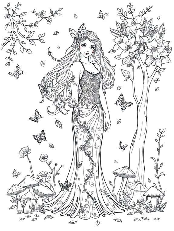 nymph coloring page design