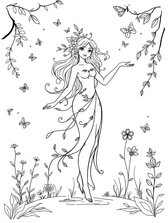 nymph coloring page design