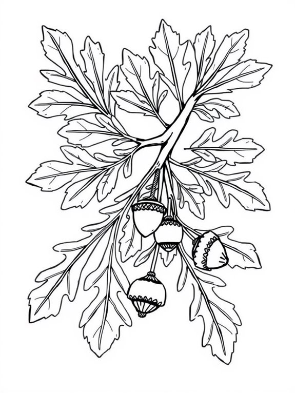 oak branch coloring page