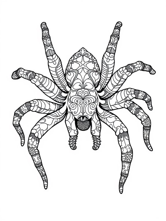 ocean themed tarantula coloring page