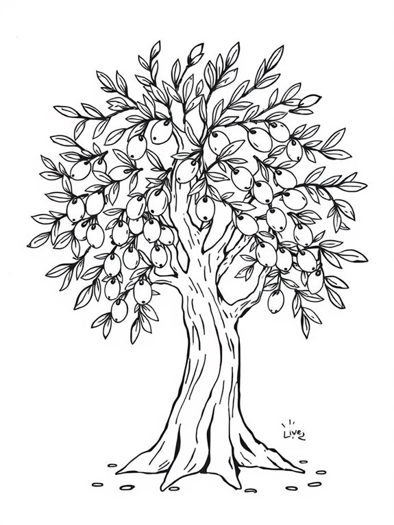 olive tree fruit coloring page