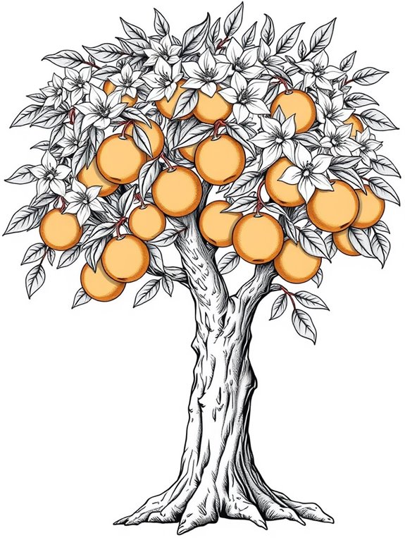 orange tree with flowers