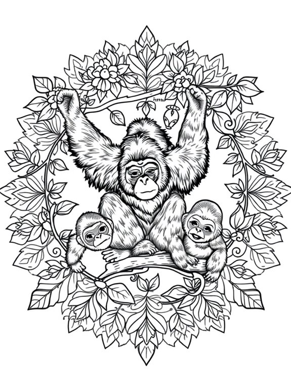 orangutan mandala coloring page