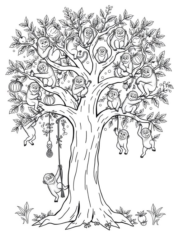 orangutans family tree coloring