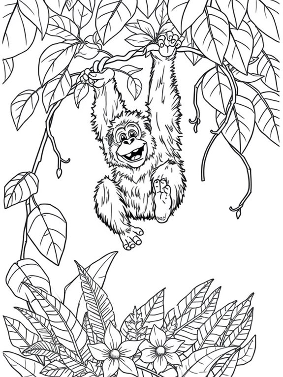 orangutans nature coloring page