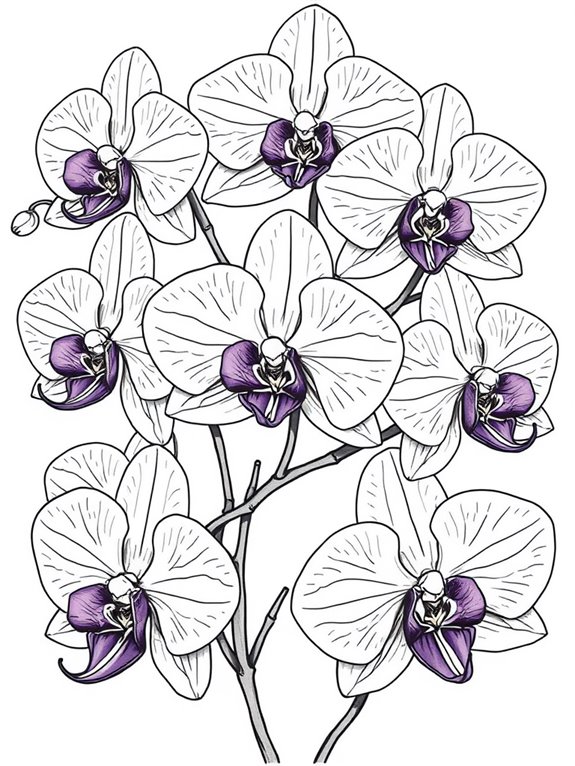 orchids coloring page design