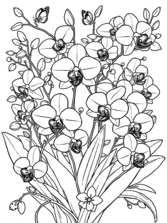 orchids garden coloring activity