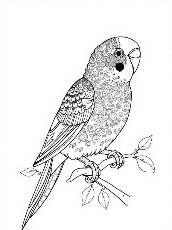 ornate feathered budgerigar illustration