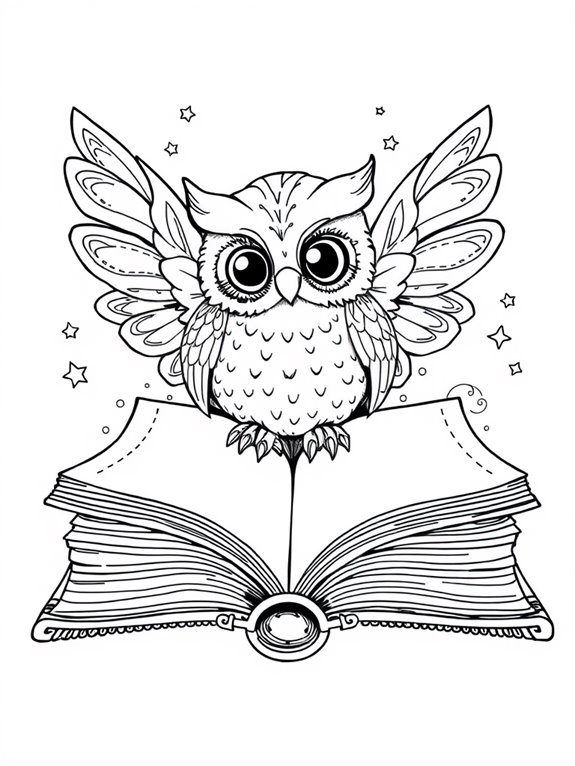 owl resting on book