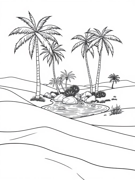 palm tree oasis scene