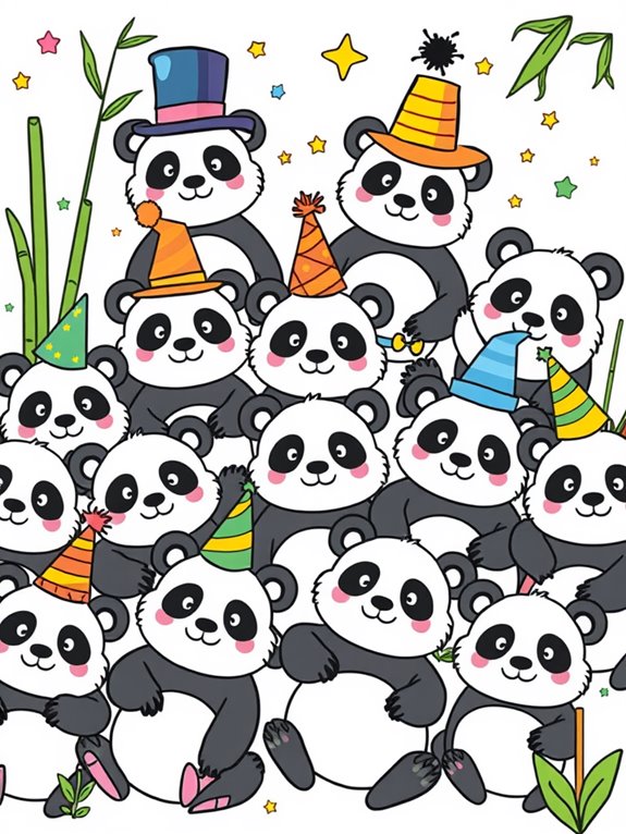 pandas with stylish hats