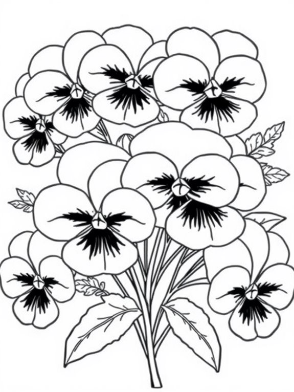 pansies coloring page design