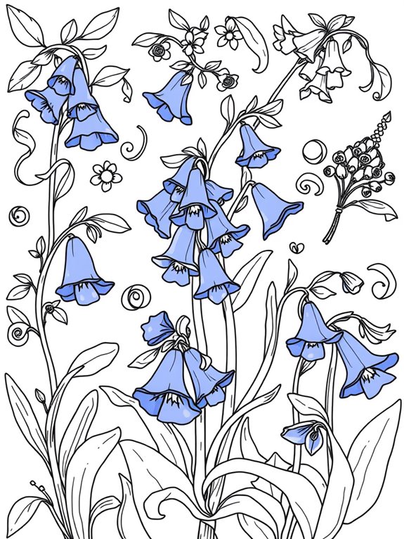 patterned bluebells coloring page