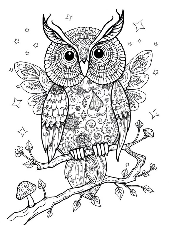 patterned feathered fairy owl