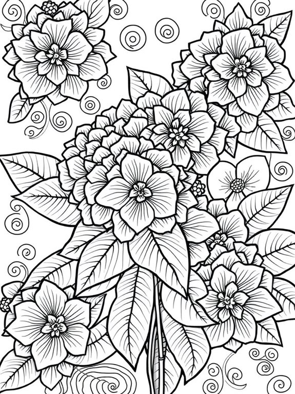 patterned hydrangeas coloring page