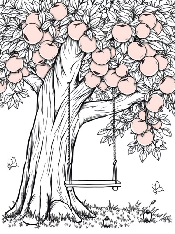 peach tree swing coloring page