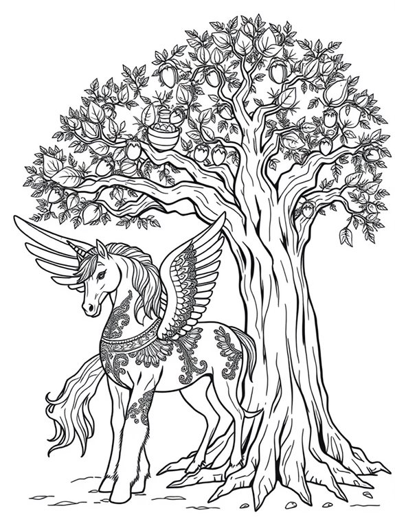 pegasus next to tree