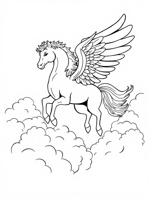 pegasus soaring above clouds