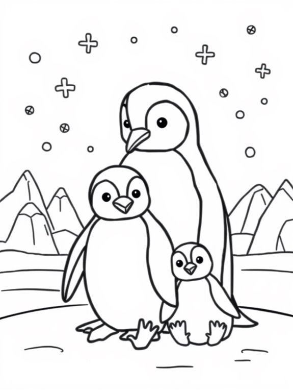 penguin family coloring activity