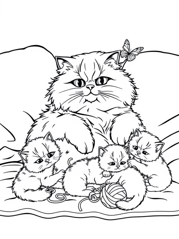 persian cat family coloring page